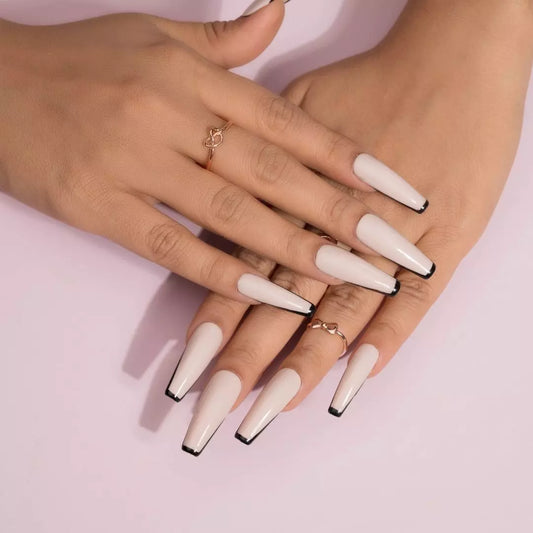 Black Frenchies Sick On Nails Set