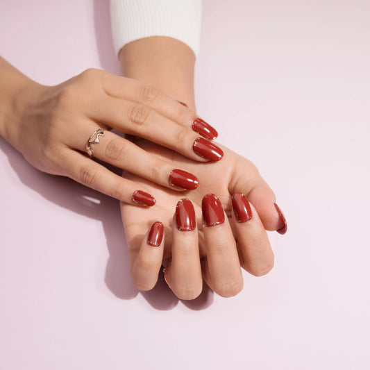 Red Glitter Press On Nails Set