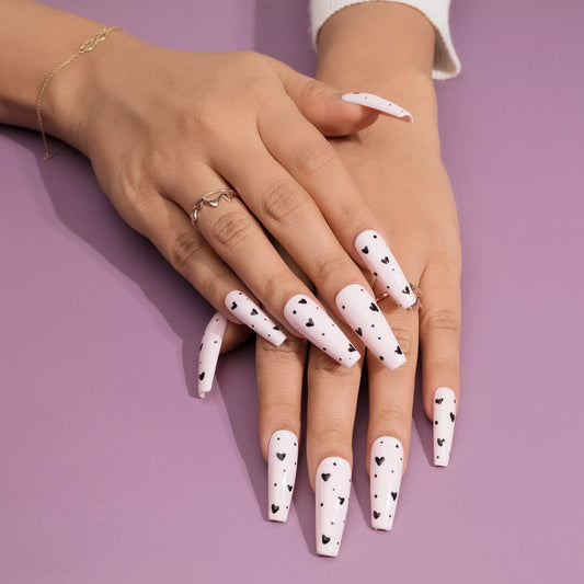 Black Heart Presson Nails Set