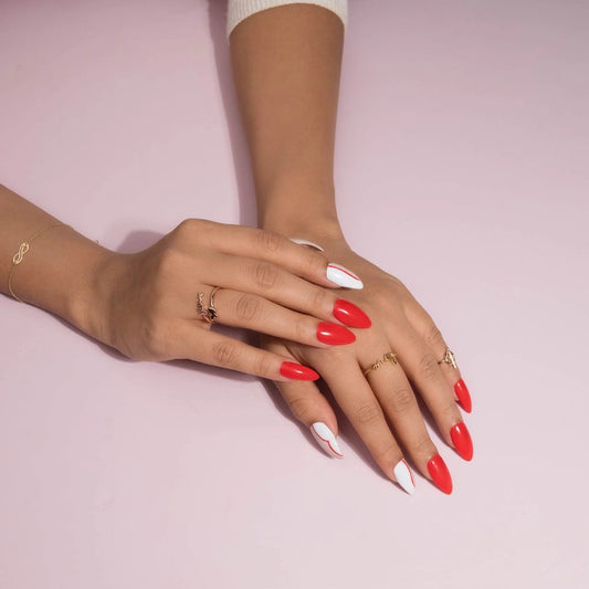 Red Abstract Presson Nails Set