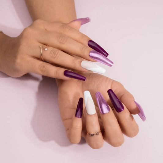 Everything Purple Chrome Fake Nails Set