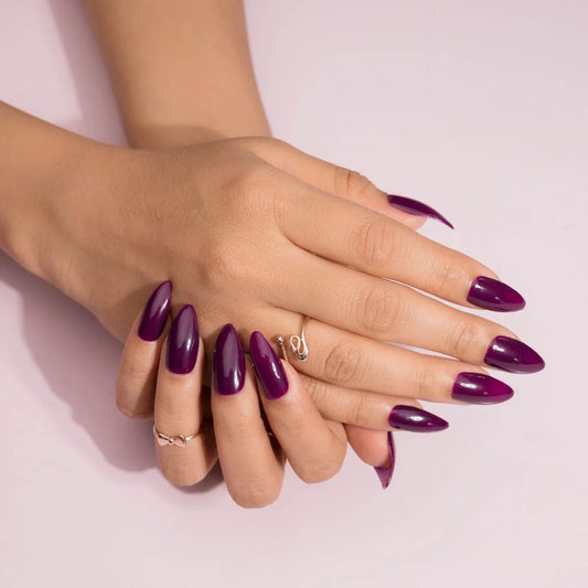 Dusky Purple Almond Lolita Stick on Nails