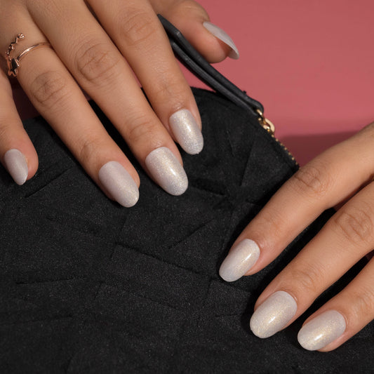 Color Changing and Cat Eye Pink Silver Presson Nails Set