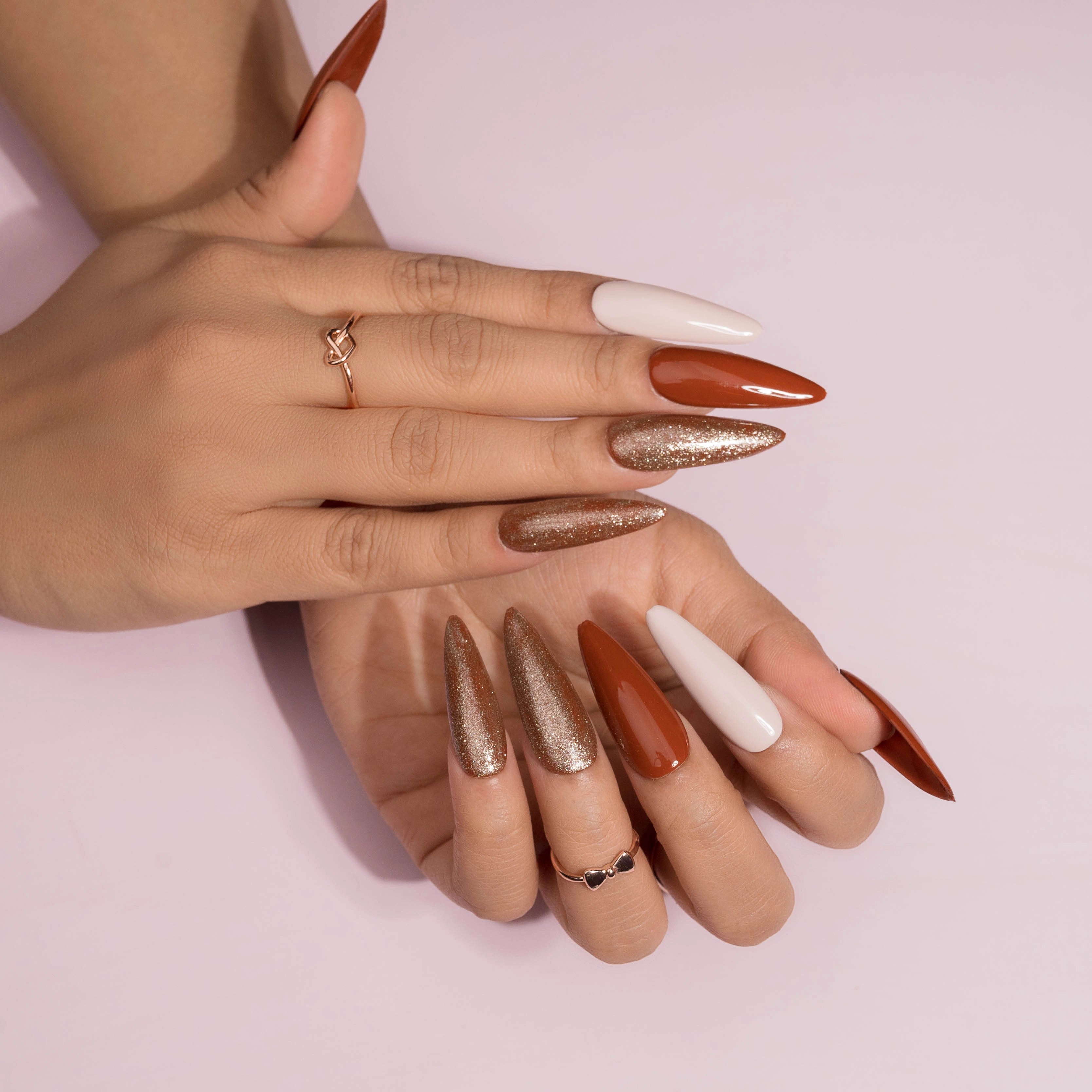 Rich Chocolate Bark Nail Art with Glitter