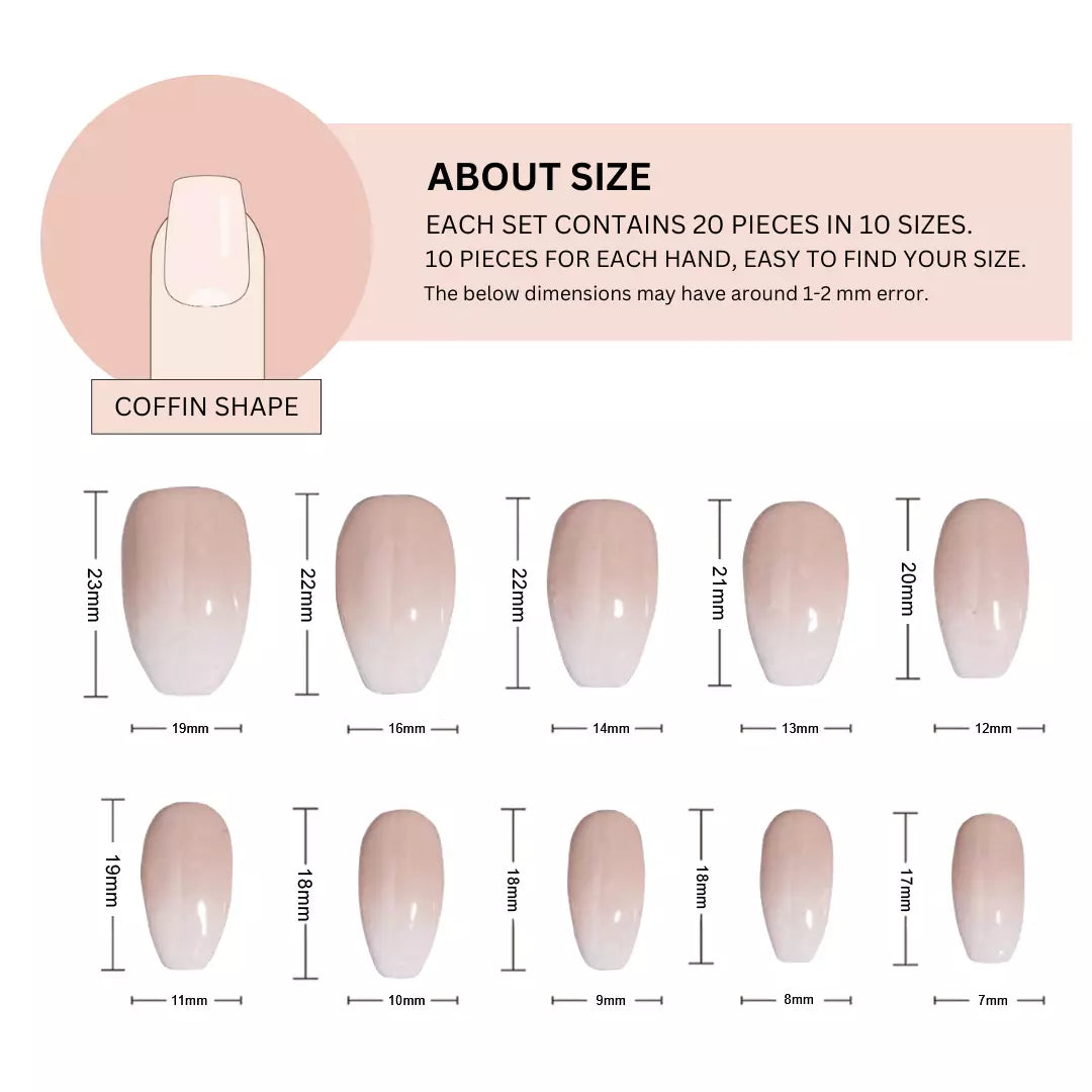 French Ombre Nude Fake Nails Set