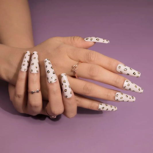 Cheetah Design Glossy Fake Nails