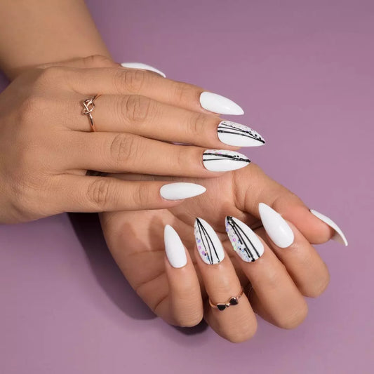 White Unicorn Acrylic Nails Set