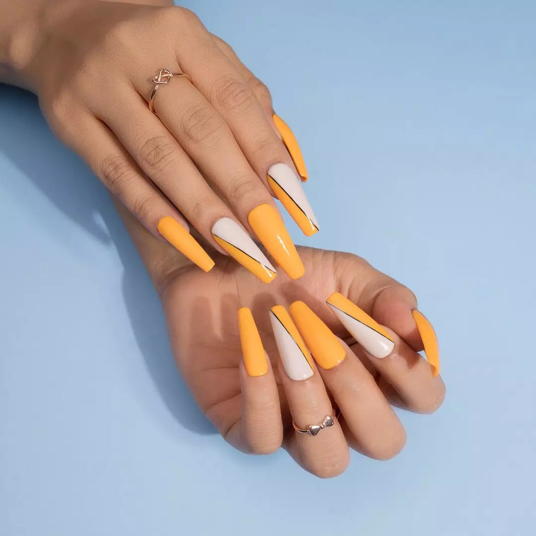 Yellow Sweet Caroline Glosy Fake Nails