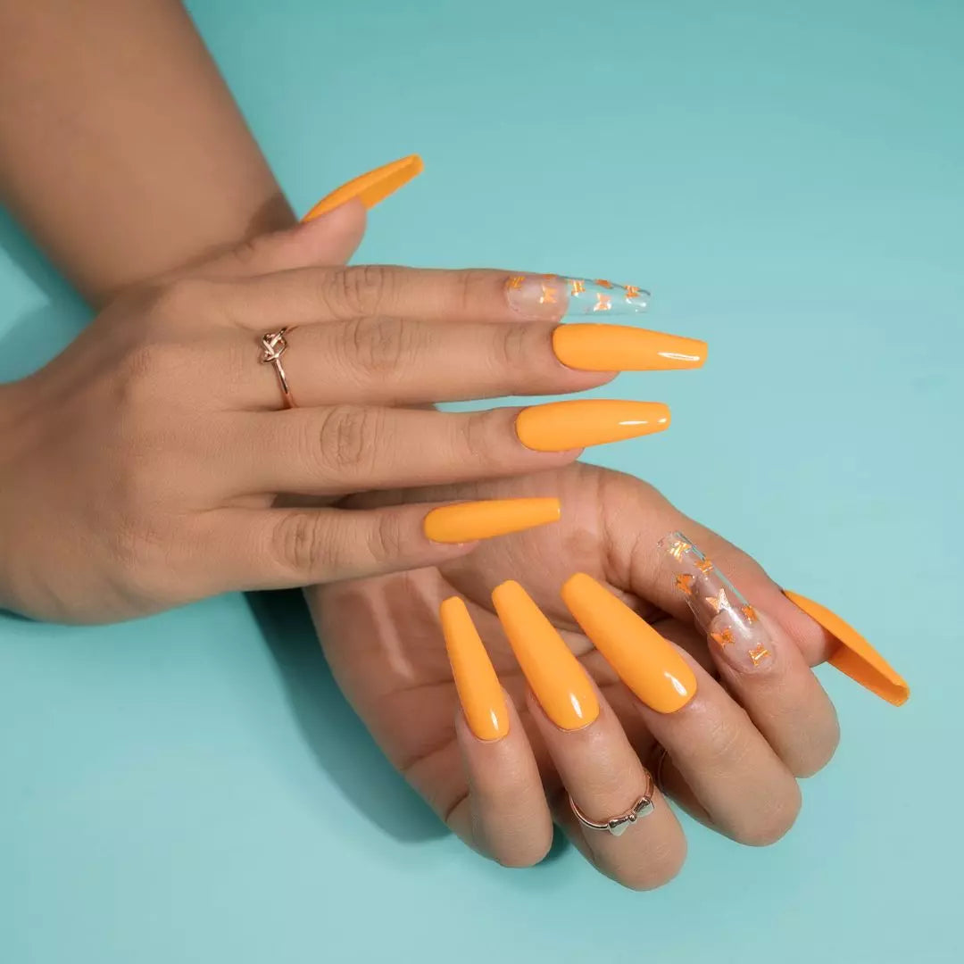 Orange Butterfly Press on Nails Set