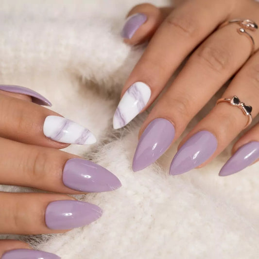 I love Marble Purple Artificial Nails Set