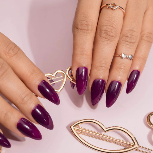 Dusky Purple Almond Lolita Stick on Nails
