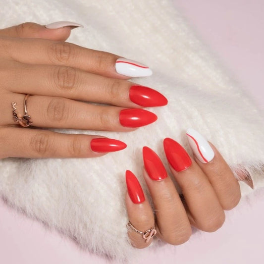 Red Abstract Presson Nails Set