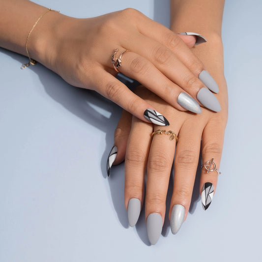 Accent Matte Holographic Grey Press-On Nails Set